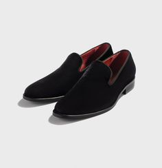 Elegant Suede Slippers With Round Toe, Party Slip-ons With Leather Sole, Chic Formal Slip-on Slippers, Elegant Suede Loafers For Party, Black Slip-ons For Evening, Evening Suede Slip-on Loafers, Suede Slip-on Evening Loafers, Party Suede Loafers With Leather Sole, Elegant Round Toe Party Slippers