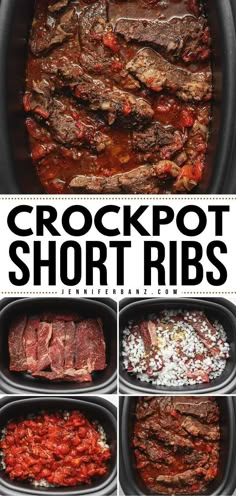 the crockpot short ribs are cooked and ready to be served in the slow cooker