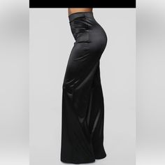 Fashion Nova Size L Make A Wish Satin Like Pants! Super Cute!!! Perfect For A Holiday Party. Stretch Material. Wide Leg After Knee. Satin Palazzo Pants, Black Satin Pants, Pant Outfits For Women, Pant Outfits, Paisley Pants, Stretch Satin Fabric, Satin Jumpsuit, Spandex Pants, Stretch Back