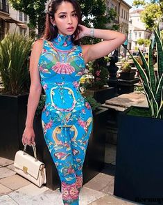 Bormay - Chic Sleeveless Jumpsuit with Printed Pattern, Waist Tie, and Contemporary Design Flowers Fabric, Sleeveless Jumpsuits, Chic Design, Waist Belt, Waist Tie, Sleeve Type, Contemporary Design, Types Of Sleeves, Jumpsuit