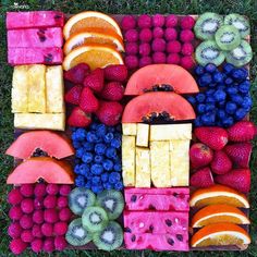 an assortment of fruits arranged on top of each other