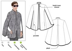 Nell Cape Cape Coat Pattern, Mantel Cape, Cape Pattern Sewing, Style Arc, Cape Fashion, Cape Pattern, Coat Pattern Sewing, Cape Jacket, Capes For Women