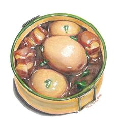 a drawing of some food in a bowl