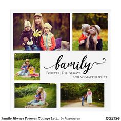 family collage with four photos and the words, forever for always