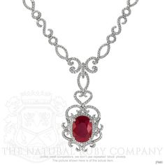 Luxury Oval Platinum Necklaces, Luxury Oval Platinum Necklace, Dazzling Platinum Oval Necklaces, Luxury Platinum Oval Necklace, Elegant Ruby Oval Pendant Necklace, Elegant Ruby Necklace With Oval Pendant, Red Diamond Necklace For Formal Occasions, Formal Diamond Necklace With Oval Gemstone Pendant, Luxury Red Ruby Diamond Necklace