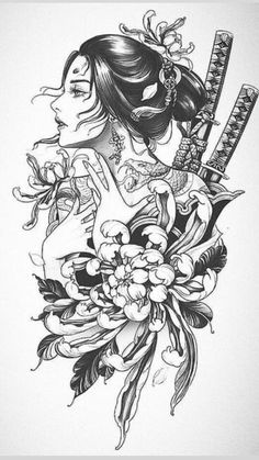 Tato Geisha, Japanese Geisha Tattoo, Geisha Tattoo Design, Gladiator Tattoo, Rose Simple, Yang Tattoo, Tattoo Culture, Samurai Tattoo Design, Geisha Tattoo