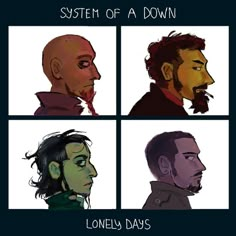 four different faces with the words system of a down on them