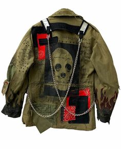 Punk Clothes, Fire Clothes, Baby Check, Cyberpunk Clothes, Crust Punk, Battle Jacket, Custom Clothing