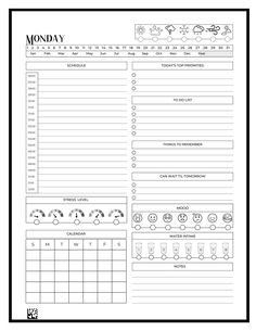 a printable worksheet with the words monday on it