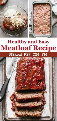 Healthy, macro-friendly meatloaf made with lean ground beef, eggs, breadcrumbs, and a flavorful sauce. A great dinner idea for clean eating and meal prep. Meatloaf With Lentils And Beef, Dinner Ideas With Hamburger Meat Healthy, Meat And Veggies Diet, High Protein Low Calorie Meatloaf, Simple Meat Dinner, High Protein Low Carb Recipes For Picky Eaters, Low Calorie Meatloaf Recipes, Healthy Meatloaf Sauce