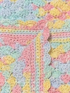 Handmade Crocheted Baby Blanket Pastel Shells - new crocheted baby blanket - materials: made from #4 Mary Maxim yarn (100% acrylic) - colors: yellow, blue, aqua & pink - size: 32” x 32” - shipping: USPS - payment: Paypal - made in a smoke free home Thank you for looking. Visit my store for other listings. New items added weekly! Ocean Crochet Blanket, Angel Baby Blanket, Crochet Shell Blanket, Baby Blankets Crochet, Crochet Shell, Crocheted Baby Blanket, Mary Maxim, Handmade Baby Blankets, Crochet Blanket Designs