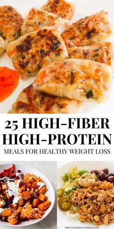 These high-fiber high-protein meals will keep you satiated! These are perfectly balanced healthy recipes for breakfast, lunch and dinner! High Fiber High Protein, Fiber Meals, Healthy Recipes For Breakfast, High Protein High Fiber, Protein Lunch, Healthy High Protein Meals, Protein Desserts