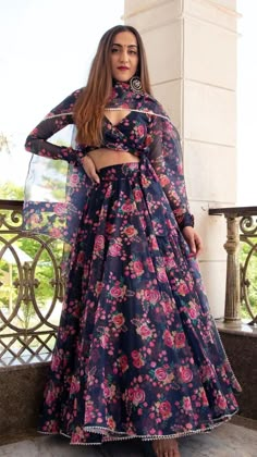 PRODUCT DESCRIPTION: LEHENGA: ORGANZA BLOUSE:  ORGANZA DUPATTA: ORGANZA COLOR: BLUE PRINTED LINING: cotton silk lining No. Of Components : Set of 3 Wash Care : Dry Clean  MADE TO ORDER US Size Conversion: XS = 0, S = 2-4, M = 6-8, L = 10-12, XL = 14, 2XL = 16, 3XL = 18, 4XL = 20, 5XL = 22, XSP = 0P, SP = 2P-4P, MP = 6P-8P, LP = 10P-12P, XLP = 14P, 2XLP = 16P, 3XLP = 18P, 4XLP = 20P, 5XLP = 22P Size Guide in inches (garment measurements): Regular - 5' 4'' to 5' 8'' height Size, US size, Bust, Wai Full Sleeves Lehenga Blouse, Blue Organza Lehenga, Floral Organza Lehenga, Floral Print Lehenga, Blouse Organza, Print Lehenga, Blue Organza, Organza Lehenga, Lehenga Designs Simple