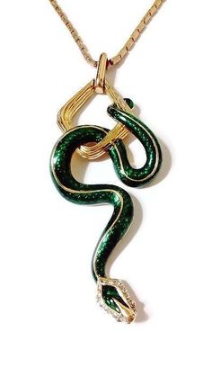 Slytherin Jewelry, Slytherin Fashion, Serpent Jewelry, Coiled Snake, Bijoux Art Nouveau, Snake Pendant, Gold Snake