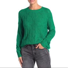 Elodie Cable Knit Pullover Sweater Size Xs Vibrant Green New With Tags Sent From A Pet Friendly, Non-Smoking Household Found Me On Google? Make A New Poshmark Account With My Code “Sell_bliss” For A $10 Shopping Credit! Trendy Cropped Pointelle Knit Sweater, Green Soft Knit Casual Sweater, Casual Green Soft Knit Sweater, Cozy Green Textured Knit Sweater, Trendy Cable Knit Crew Neck Sweater, Trendy Pointelle Knit Sweater For Layering, Crew Neck Pointelle Knit Sweater For Layering, Spring Green Cable Knit Sweater, Trendy Green Pointelle Knit Sweater