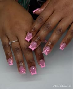 Short Pink Nails, Acrylic Toe Nails, Acrylic Nails Ideas, Nails Coffin Short, Girly Acrylic, Colored Acrylic Nails, Girly Acrylic Nails, Colored Acrylic, French Tip Acrylic Nails