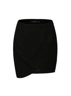 Get serious and feel sexy in The Brooke Skirt. This unique style features an asymmetrical bottom and color-blocking design that gives the skirt a playful, retro vibe. Pair it with the Brooke Suit Jacket for a power look. Irregular bottoming Color-block detail Dry clean only Modern Mini Length Bottoms For Party, Modern Black Pencil Skirt For Evening, Modern Mini Length Party Bottoms, Elegant Black Skort With Asymmetrical Hem, Modern Black Pencil Mini Skirt, Chic Party Wrap Skirt, Modern Black Pencil Skirt Bottoms, Chic Asymmetrical Mini Skirt For Going Out, Chic Asymmetrical Mini Skirt