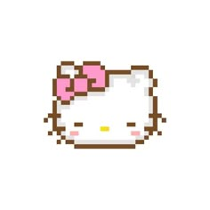 an image of hello kitty with pink bow on it's head and the words hello kitty