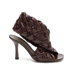 *Never Worn Nwb* Bottega Veneta -The Chunky Crossover Straps Wrap Around The Heel And Are Adorned With A Twisted Variation Of The Motif, Then Sit On A High Stiletto Heel. -Leather And Rubber Sole - Color: Dark Brown (Chocolate Sprea) -Size: 38 -Heel: 9cm (3.5”) -100% Lambskin Leather -Made In Italy Leather Heels With Intrecciato Weave And Open Heel, Leather Open Toe Heels With Intrecciato Weave, Formal Woven Leather Heels, Luxury Brown Heels With Wrapped Heel, Luxury Brown Woven Leather Heels, Designer Leather Heels With Intrecciato Weave, Woven Leather Open Heel Evening Heels, Luxury Open Toe Heels With Woven Leather, Evening Heels With Woven Leather And Open Heel