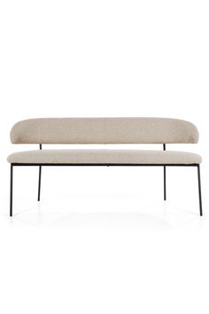 Minimalist Dining Bench | Eleonora Luka | Dutchfurniture.com Dining Room With Bench Seating, Modern Banquette, Dining Bench With Back, Restoration Hardware Look, Bench With Back, Dutch Furniture, Metal Bench, Colourful Living Room, Interior Design Concepts