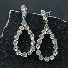 Polki Diamond Earrings, Silver Diamond Drop Dangle Earrings, Victorian Earrings Jewelry, Diamond Wed