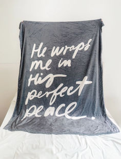 Christian home decor blanket. Vision Board Journal, God's Presence, Peaceful Moments, Love Is When, Perfect Peace, Hand Lettering Quotes, Journal Book, Faith Gifts, Words Of Comfort