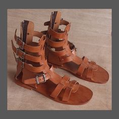 Authentic Ancient Age Brown Leather 23 cm High Egyptian Roman MEN Gladiator Sandal ,Warrior Gladiator Sandal Fast delivery within 1 week by HandMadeCollectS on Etsy Egyptian Sandals, Roman Men, Sandals Comfy, Santa Costume, Roman Sandals, How To Make Rope, Don't Compare, Greek Sandals, Colored Leather