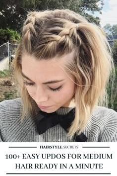 100Easy Updos for Medium Hair prepared in a minuteHairstyle Secrets and techniques- #100Easy #Hair #Medium #minuteHairstyle #ready #Secrets #Updos Check more at https://howcandothis.com/hairstyleideas/100easy-updos-for-medium-hair-prepared-in-a-minutehairstyle-secrets-and-techniques/ Easy Updos For Medium Hair, Medium Hair Braids, Side French Braids, Top Braid, Up Dos For Medium Hair, Easy Updos, Updos For Medium Length Hair, Short Braids, Cute Hairstyles For Medium Hair