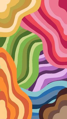 an abstract painting with wavy lines and colors