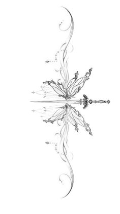 a drawing of a flower that is in the water