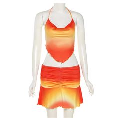 Sunset beatiful 2 piece backless string up halter top back with matching skirt Backless Halter Dress For Beach Season, Fitted Halter Neck Backless Dress For Vacation, Backless Summer Halter Dress With Lace-up Back, Fitted Backless Halter Dress For Summer, Chic Summer Halter Dress With Built-in Bra, Flirty Backless Halter Top For Beach, Flirty Backless Halter Top For The Beach, Summer Backless Halter Dress For Night Out, Summer Halter Dress For Night Out