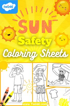 Sun Safety Coloring Sheets Keep Safe, Fun In The Sun, Help Kids