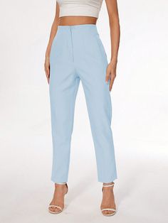 Elevate your wardrobe with these Ladies Stylish Slim-Fit Straight Leg Pants. Perfect for both casual and formal occasions, these pants offer a slim and flattering fit for a touch of sophistication. Crafted with high quality materials, these pants provide both comfort and style. Enjoy free shipping with your purchase. Features : Great quality, Comfortable, Maximum Comfort Style : Casual Details : Pocket, Zipper Closure Type : Zipper Fly Color : Black Pattern Type : Plain Type : Straight Leg Waist Spring Business Casual Slim Fit Bottoms, Spring Slim Fit Tapered Leg Bottoms, Spring Slim Fit Tapered Leg Pants, Slim Fit Tapered Leg Bottoms For Spring, Blue Slim Fit Bottoms For Spring, Spring Office Pants In Solid Color, Blue Office Bottoms With Pockets, High Waist Work Pants For Spring Office, Solid Slim Fit Pants For Spring