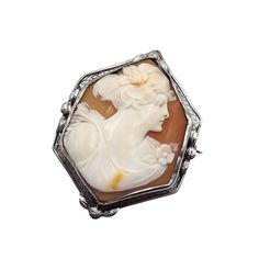 Sterling Silver Cameo Estate Brooch Pin (A5054) Size: 2" Color: White, Brown, Silver Condition: Very Good Vintage Signed: None Details: Nice Older Shell Cameo And Filigree Design. Tests As Sterling Silver. 8.34 Grams With The Shell. Please Look At All The Photos, As They Are Part Of The Description. I Try My Best To Point Out Any Flaws. Also Please Remember This Is A Preloved Piece And May Show Signs Of Light Wear, Marks, Scratches, Etc. I Will Be Posting A Lot More Jewelry, Keep Checking Back. Antique White Brooches For Wedding, Classic Cameo Brooches For Wedding, Victorian White Brooch For Anniversary, Victorian White Wedding Brooches, Classic White Brooch For Formal Occasions, White Antique Brooches As A Gift, Antique White Brooches As Gift, Classic White Brooches For Formal Occasion, Vintage White Cameo Brooch