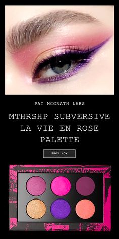 Spring + summer 2018 cat eye makeup idea created using Pat McGrath Labs MTHRSHP Subversive 'La Vie en Rose' eyeshadow palette—warm peach, bright fuchsia pink, rich purples, and metallic gold pigments | Shop this bold winged eye makeup look at PATMcGRATH.COM | #springmakeup Winged Eye Makeup, Eye Makeup Idea, Winged Eye, Cat Eye Makeup, Makeup Idea, Spring Makeup, Kesha