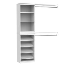 a white shelf with two open shelves next to each other