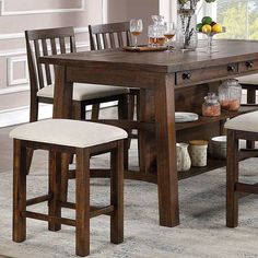 Fredonia Rustic Oak Counter Height Table - Ornate Home Rustic Counter, Dining Room Style, Rustic Materials, Height Table, Counter Height Table, Counter Height Dining Sets, Ornate Furniture, Matching Chairs, Solid Wood Table