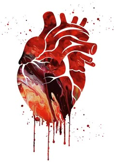 a heart with blood dripping down the side