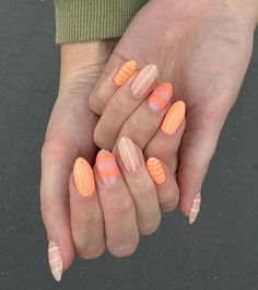 Nails To Do At Home, Nail Ideas Long, Striped Nail Designs, Almond Gel Nails, Cruise Nails, Bow Nails, Boho Nails, Color For Nails, 2024 Nails