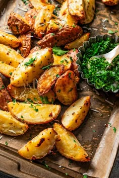 baked potato wedges with parsley and parmesan cheese