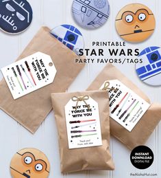 STAR WARS LIGHTSABER Party Favor Tags Birthday Decorations Decor Instant Digital Download Printable Yoda Jedi May the Force Be With You - Etsy Star Wars Birthday Party Favors, Circus Party Games, Star Wars Party Ideas, Star Wars Party Favors, Party Ideas Games, Star Wars Themed Birthday Party, Holiday Party Activities, Star Wars Cupcakes, Star Wars Baby Shower