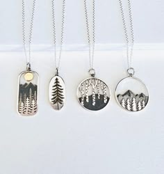 Silver Birch Tree, Mt Whitney, Moon Mountain, Mountain Tree, Silver Mountain, Wanderlust Jewelry, Mountain Necklace, Charm Collection, Nature Necklace