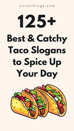 Dive into our flavorful collection of catchy taco slogans that will make you get ready to tantalize your taste buds and spice up your day. These fun and engaging phrases celebrate the deliciousness of tacos and the joy they bring to every meal. Taco Quotes Humor, Food Slogans Catchy, Funny Taco Quotes, Tagline Examples, Taco Quotes, Taco Puns, Taco Quote, Taco Humor, Food Captions