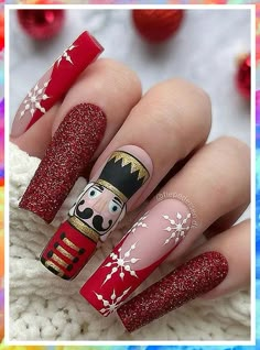 Christmas Nails 2022 - If you found what you desire, it's very crucial that you act immediately - Visit For More! Christmas Character Nails, Nutcracker Nails, Winter Gel Nails, Unghie Nail Art, Pride Nails, Cute Christmas Nails, Christmas Gel Nails, Christmas Nails Acrylic, Winter Nail Art