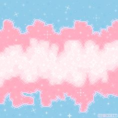 an image of the sky with clouds and stars in pixel art style on blue background