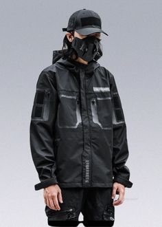 Techwear Style All-weather Reflective Jackets 2.0 - CROXX® - X Cyberpunk Street, Office Goth, Techwear Cyberpunk, Street Goth, Black Raincoat, Lighting Reference, Urban Explorer, Reflective Jacket, Tech Wear