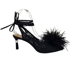 Elevate Your Shoe Game With These Stunning Antonio Melani Strappy Pumps, Designed In Collaboration With Nicola Bathie. Featuring Black Polyester Upper Material And A Pointed Toe Shape, These Pumps Are Accented With Ostrich Feathers And A Playful Pom Pom. The Adjustable Strap Ensures A Comfortable Fit, While The Kitten Heel Adds Just The Right Amount Of Height. Perfect For Adding A Touch Of Glamour To Any Outfit, These Pumps Are A Must-Have Addition To Any Woman's Wardrobe. 173 Elegant Pointed Toe Heels With Feather Trim, Luxury Pointed Toe Heels With Feather Trim, Evening Heels With Feather Trim, Pointed Toe, Studded Ballet Flats, Metallic Ballet Flats, Studded Loafers, Brown Leather Loafers, Strappy Pumps, Antonio Melani