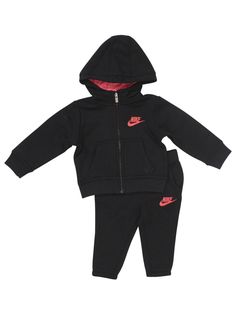 A to Z Shop Our eBay Store About Us Contact Us Add to Favorite Sellers Nike Infant's 2-Piece NSW Club Fleece Black Hoodie & Pants Set Sz: 12 Months Nike Infant's 2-Piece NSW Club Fleece Hoodie & Pants Set Product Description: Model: 16C406 1 Hooded Sweatshirt; 1 Pair Of Pants Hoodie Features Full Zipper Closure Front; Long Sleeves; & 2 Slide Pockets At Sides Pants Feature 2 Slide Pockets At Sides Swoosh Logo At Left Chest Swoosh Logo At Left Leg Made Of: 60% Cotton; 40% Polyester Made In: Indonesia Brand Description: It started with a handshake between two visionary Oregonians - Bowerman & his University of Oregon runner Phil Knight. They & the people they hired evolved & grew the company that became Nike from a U.S. based footwear distributor to a global marketer of athletic footwear, app Long Sleeve Fleece Sets For Fall, Nike Tracksuit For Fall Sports, Nike Winter Sweats With Pockets, Hooded Streetwear Sets, Black Long Sleeve Tracksuit For Outdoor, Sporty Fleece Sets With Long Sleeves, Sporty Fleece Long Sleeve Sets, Sporty Long Sleeve Fleece Sets, Winter Sportswear Sets With Pockets