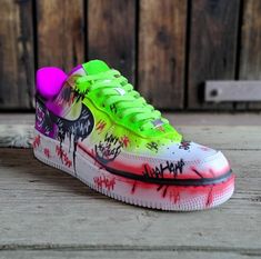 Nike Air Force 1 AF1 joker Edition Cartoon - Etsy Canada Joker Theme, Custom Air Forces, Joker Why So Serious, Drip Logo, Sneaker Ideas, Custom Sneakers Diy, Designed Shoes, Jordan Shoes Retro, Air Shoes