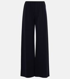 Gala cady wide-leg pants in black - The Row | Mytheresa Formal Viscose Wide-leg Pants, Viscose Wide-leg Pants For Formal Occasions, Elegant Wide Leg Viscose Bottoms, Elegant Black Wide Leg Viscose Pants, Elegant Black Viscose Wide Leg Pants, Formal Viscose Wide Leg Pants, Viscose Wide-leg Pants With Elastic Waistband, Viscose Evening Trousers, Evening Viscose Trousers